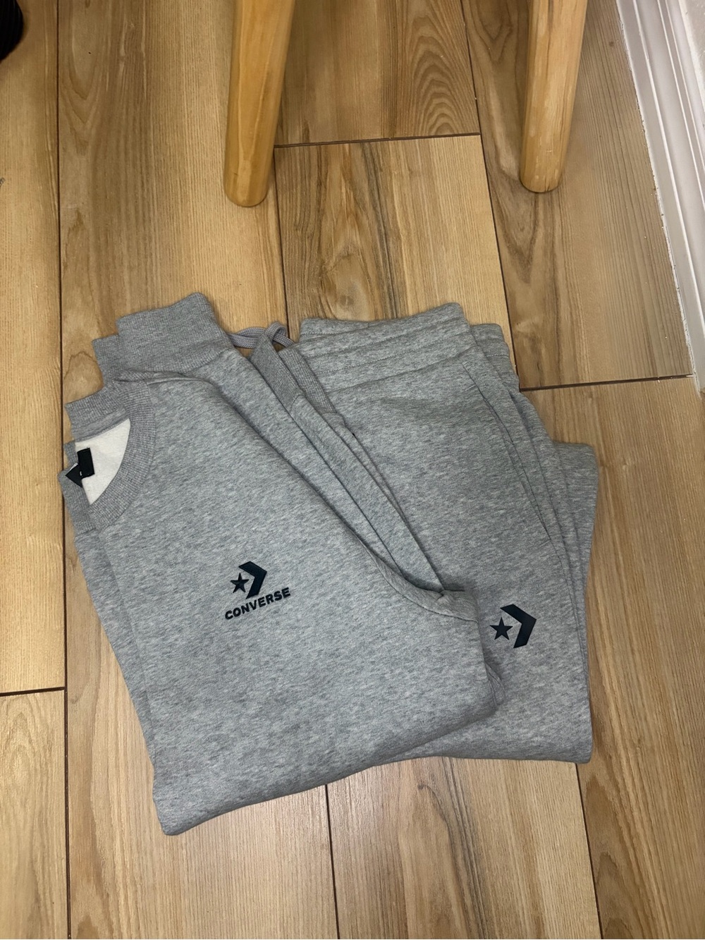Converse Gray Sweatshirt and Joggers Set with Black Logo